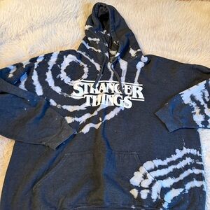 STRANGER THINGS Black and White Tie-Dye Hoodie